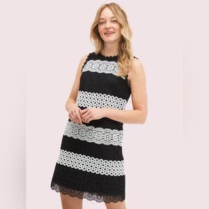Kate Spade New York Black White Lace Crochet Shift Dress Sleeveless Size 2